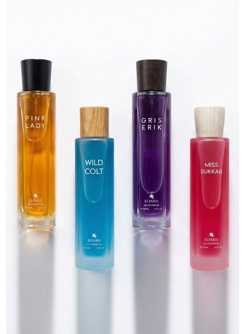 الفارس مجموعة عطور الفارس 4 قطع مكونة من ( جريس اريك + وايلد كولت + بينك ليدي + ميس ساكور ) 100مل - Image 1